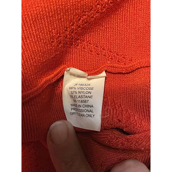 Jason Wu Women's Red Orange Pointelle Knit Mini A Line Long Sleeve Dress M - Picture 9 of 9